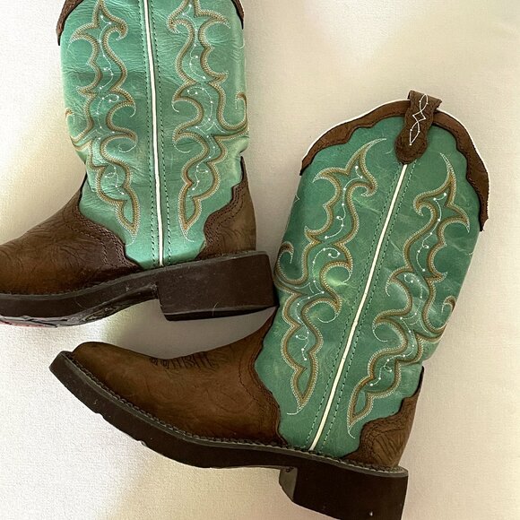 Justin Gypsy Turquoise/Aqua Cowboy Boots-Womens 6.5B - Picture 6 of 12